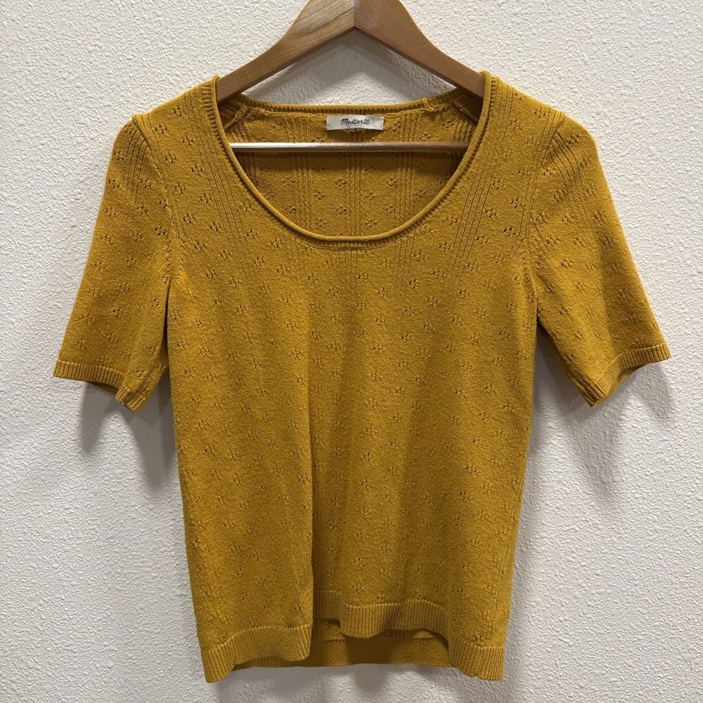Madewell Golden Yellow Short Sleeve Womens Knit Sweater Size Medium